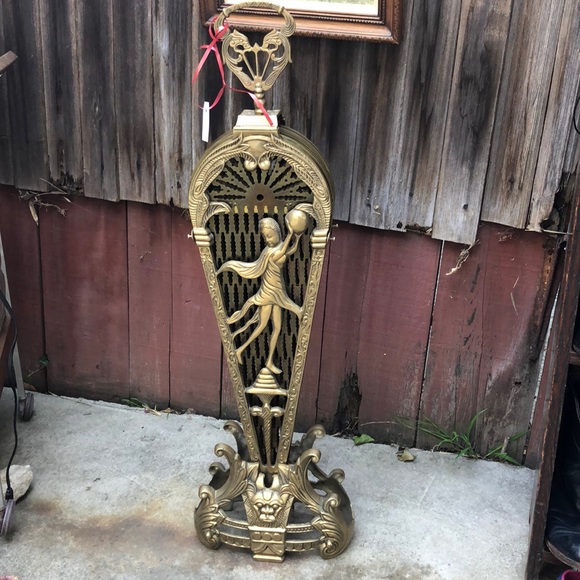 Vintage art deco brass peacock fireplace screen - Picture 4 of 4